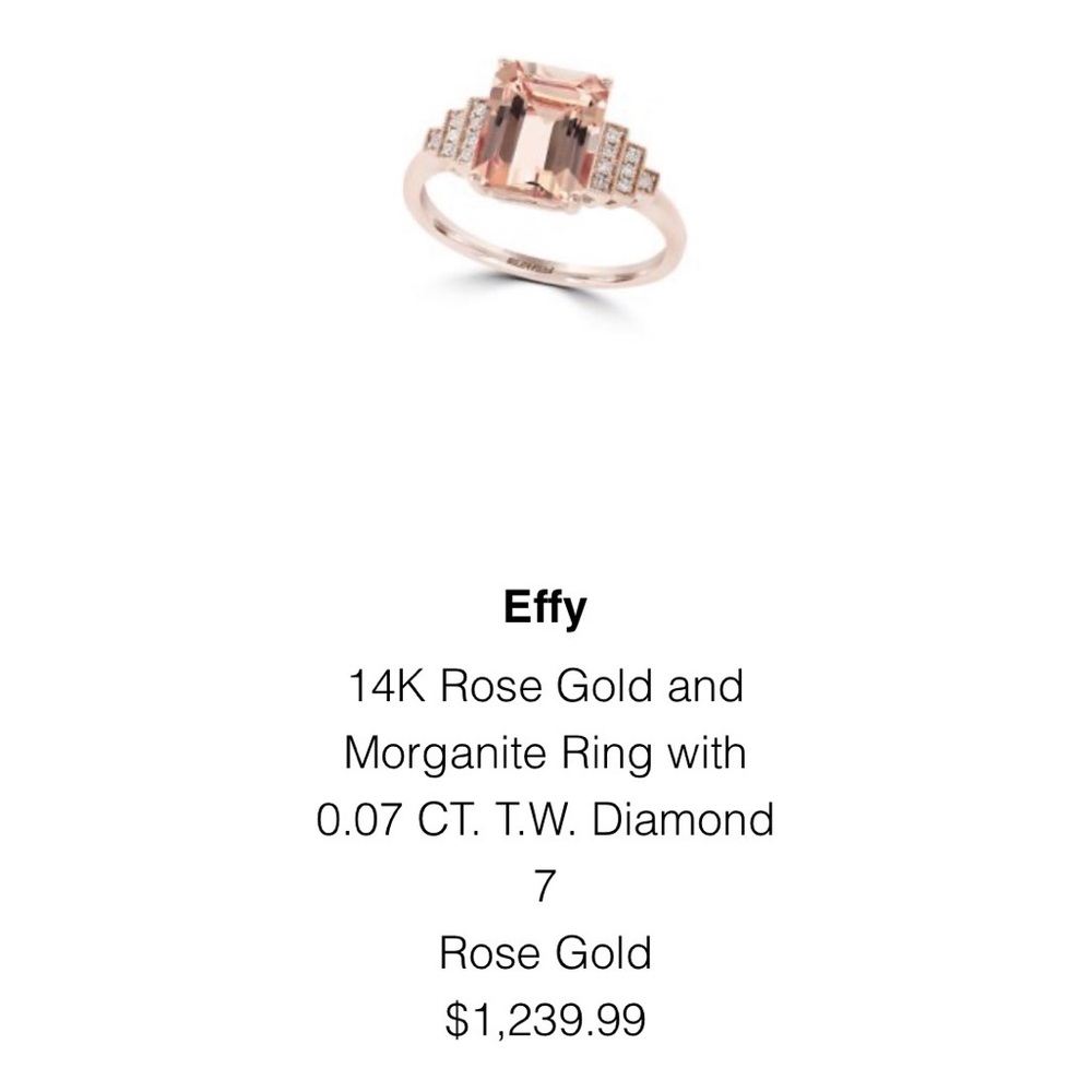 Effy 14K Rose Gold Morganite & Diamond Ring - Picture 5 of 9